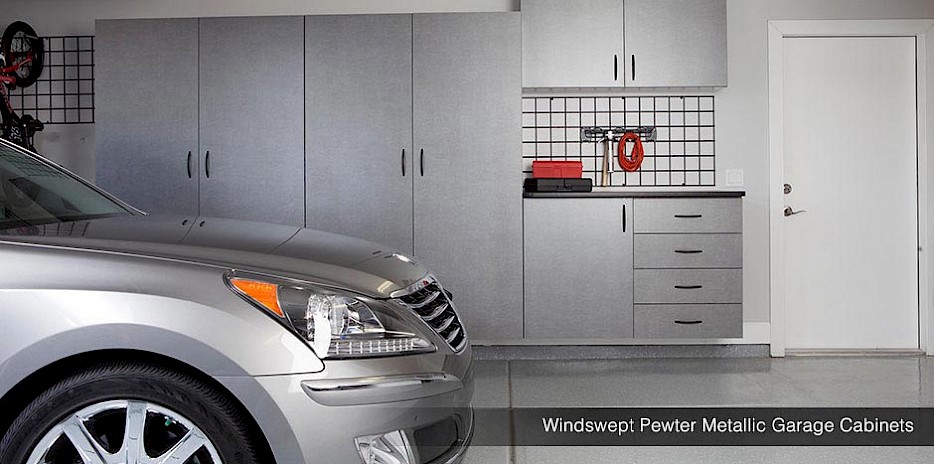 Metallic Finish Garage Cabinets