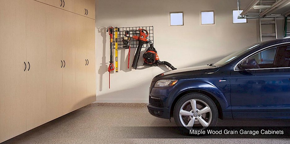 Maple Woodgrain Custom Garage Cabinets