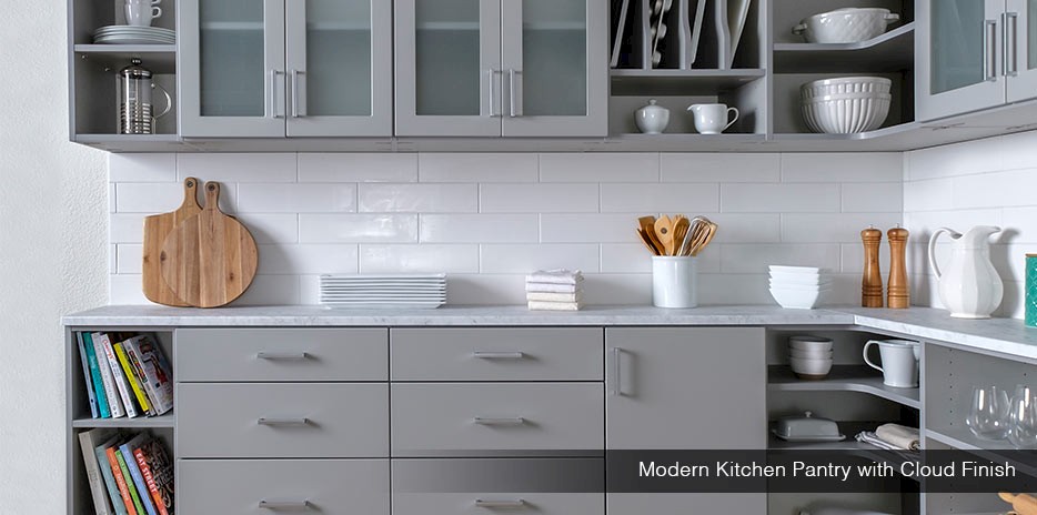 Modern Kitchen Pantry with Cloud Finish