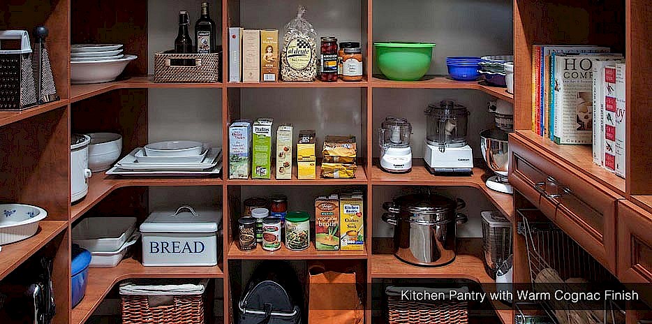Walk-in kitchen pantries can be daunting, but our custom shelves make keeping your pantry organized easy!