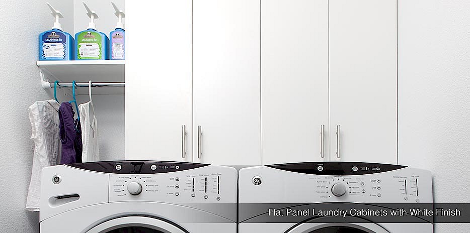 These tall cabinets are perfect for extra storage in your custom laundry room.