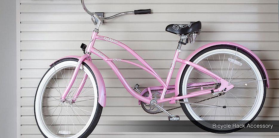 Keep your bike off the garage floor with one of our numerous bike rack systems for slatwall.